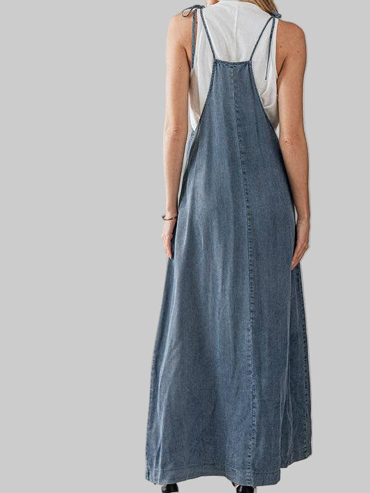 Tooling Multi Pocket Maxi Denim Dress