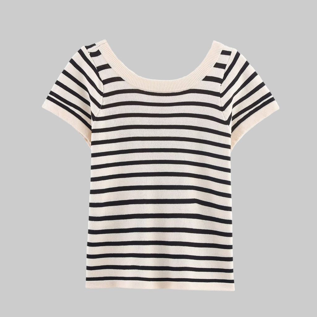 Striped Short Sleeve Sweater