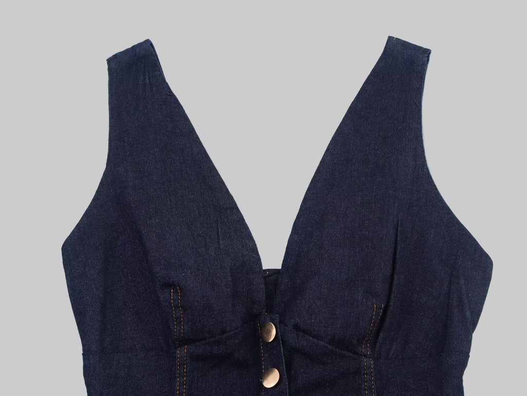 Slim Fit Denim Short Vest Top