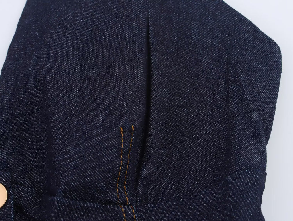 Slim Fit Denim Short Vest Top