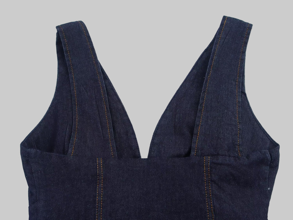 Slim Fit Denim Short Vest Top