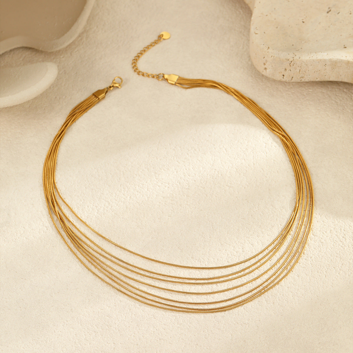 Multi Layer Twin Clavicle Chain Stainless Steel Lux Titanium Steel Necklace