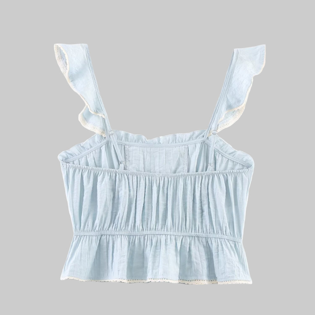 Embroidered Ruffled Top