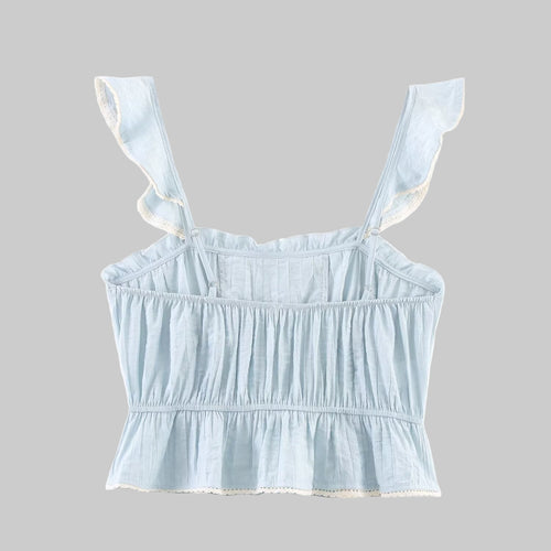 Embroidered Ruffled Top