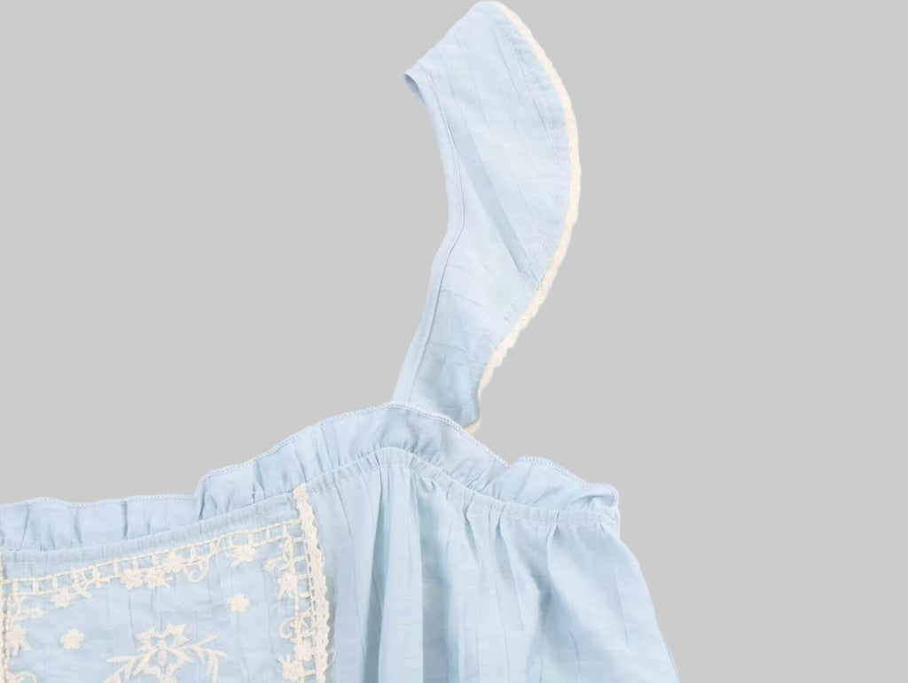 Embroidered Ruffled Top