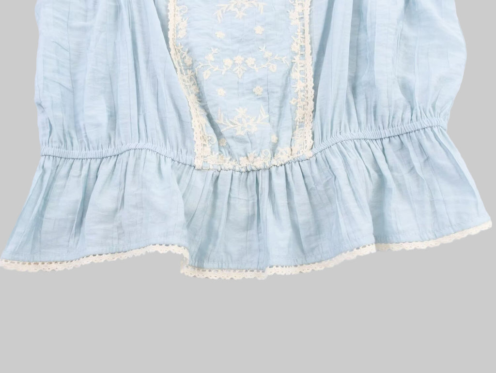 Embroidered Ruffled Top