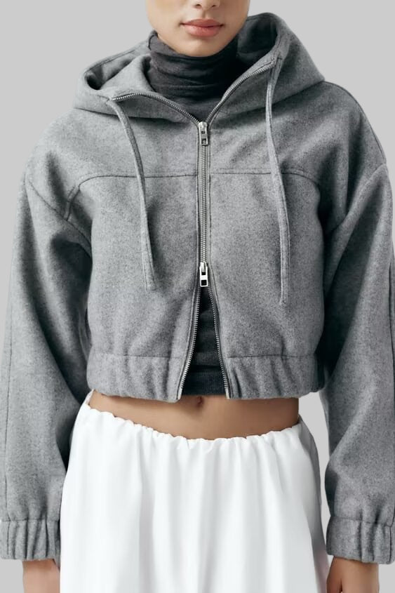 Hooded Crop Jacket Coat