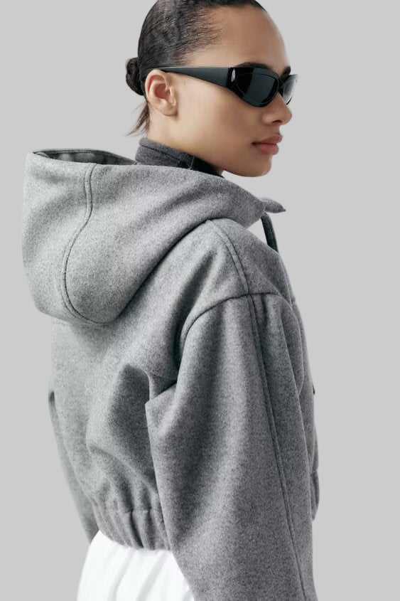 Hooded Crop Jacket Coat