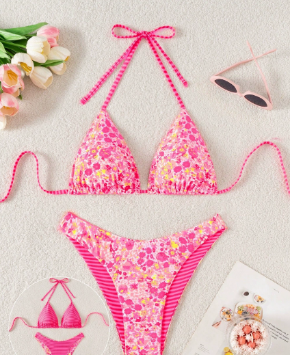 Rose red floral pattern