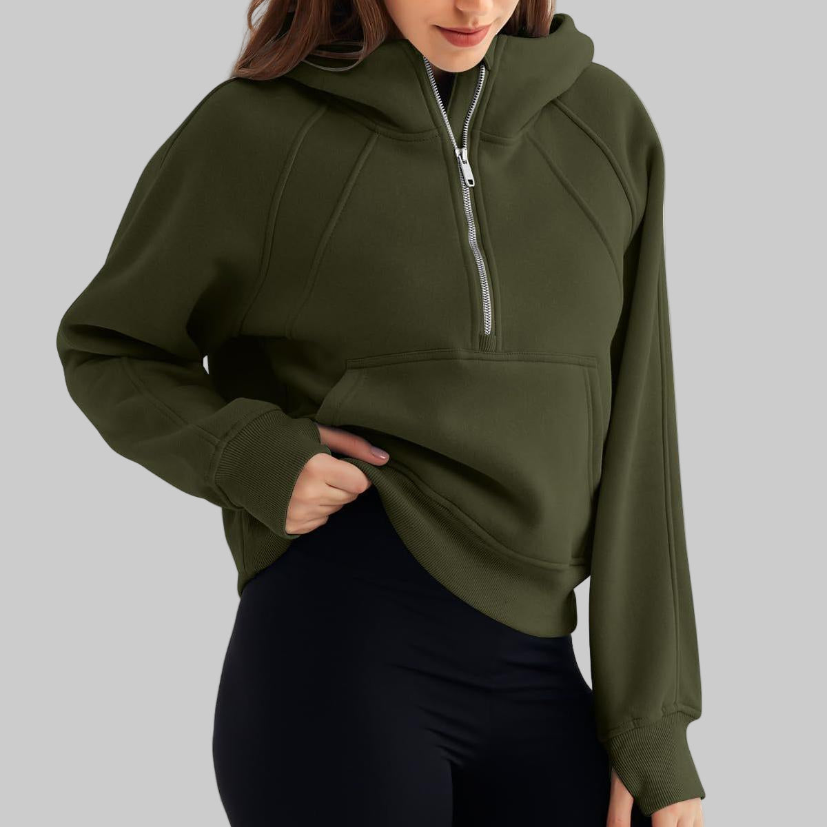 Half Zipper Pullover Hooded Sweatshirt