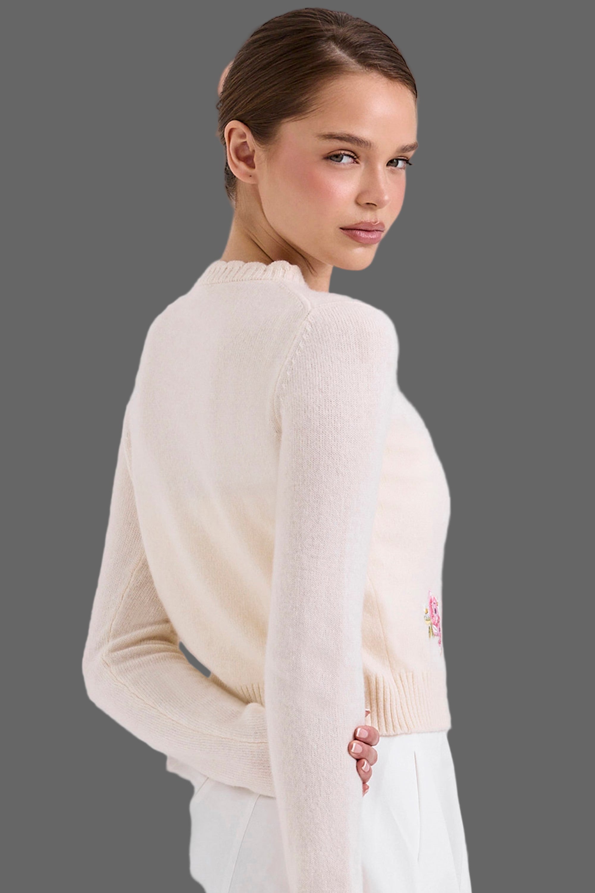 Floral Embroidered Knitwear Sweater