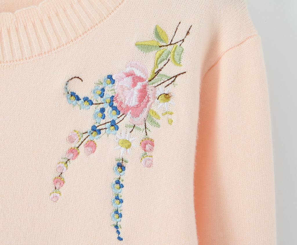 Floral Embroidered Knitwear Sweater