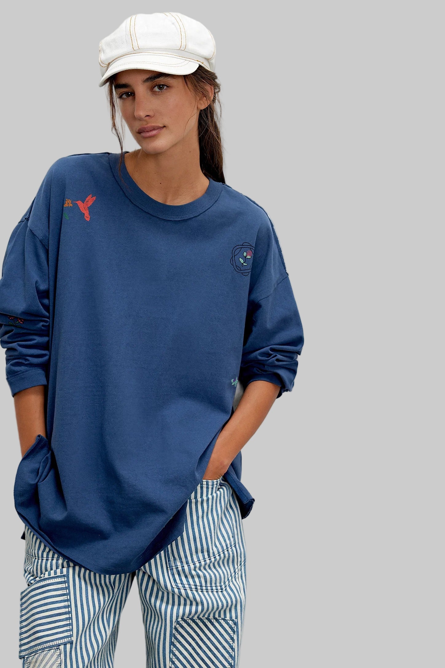 Embroidered Knitted Pullover Sweatshirt - Tamra.Shop.Social
