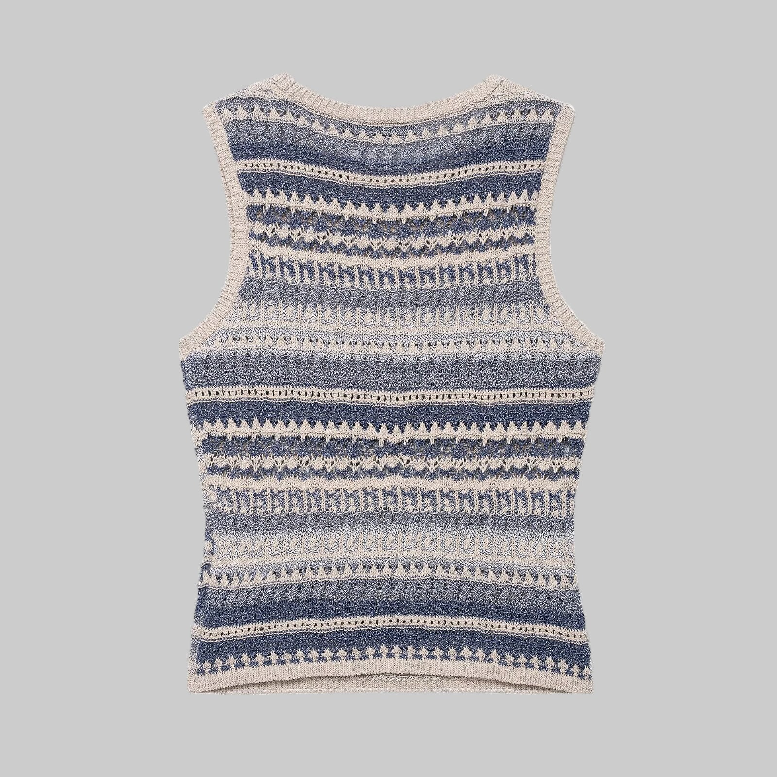 Striped Texture Knitted Sleeveless Vest Top