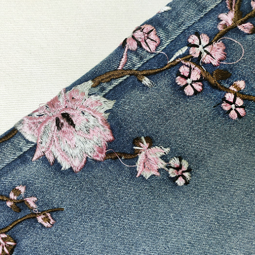 Retro High Waist Embroidery Bootcut Jeans