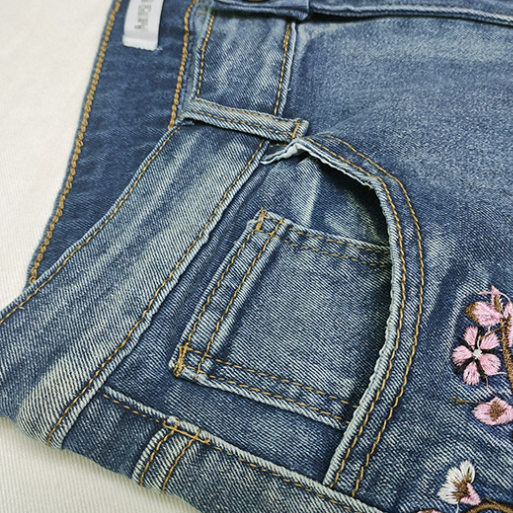 Retro High Waist Embroidery Bootcut Jeans