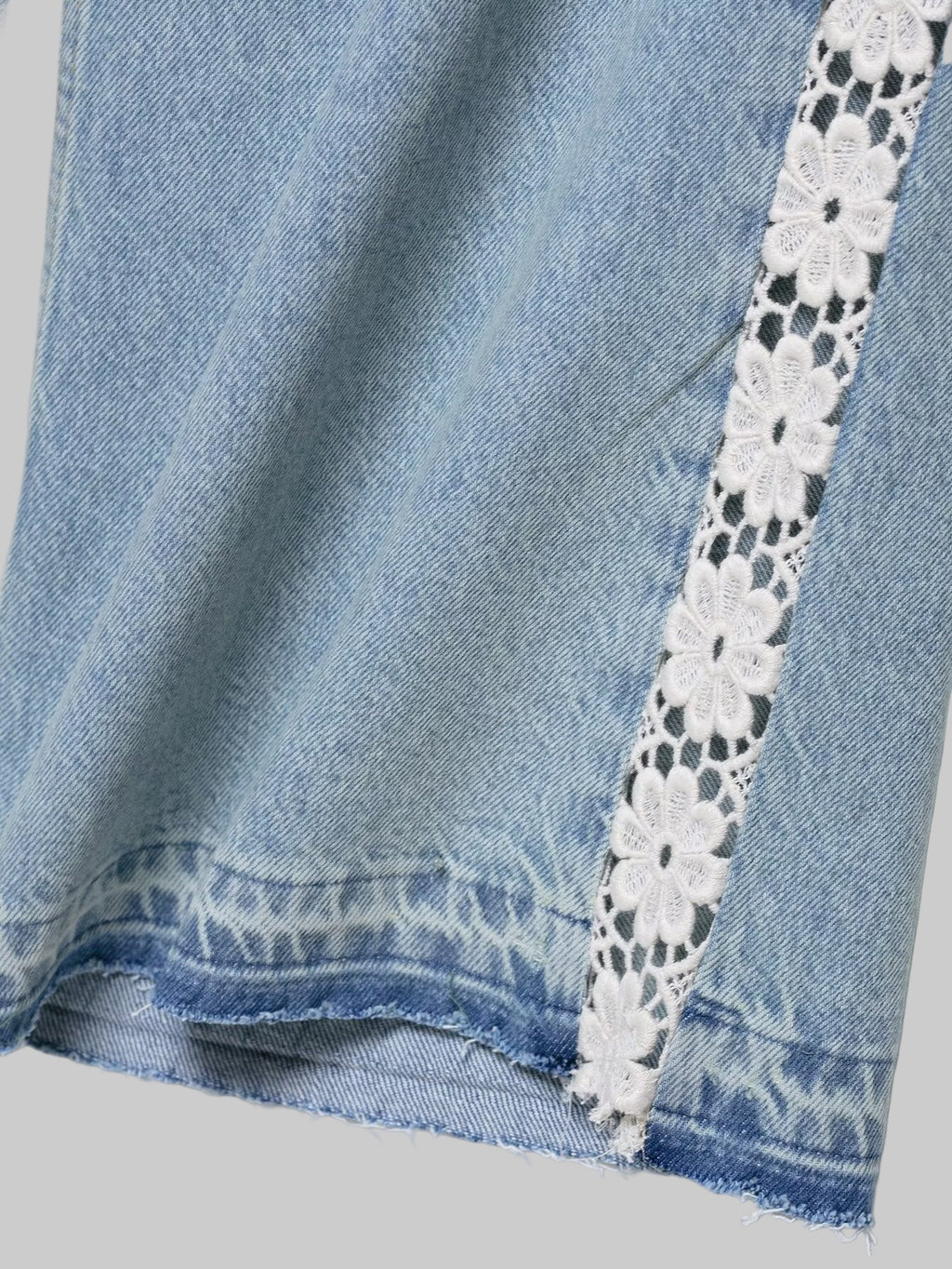 Crochet Stitching High Waist Wide Leg Jeans