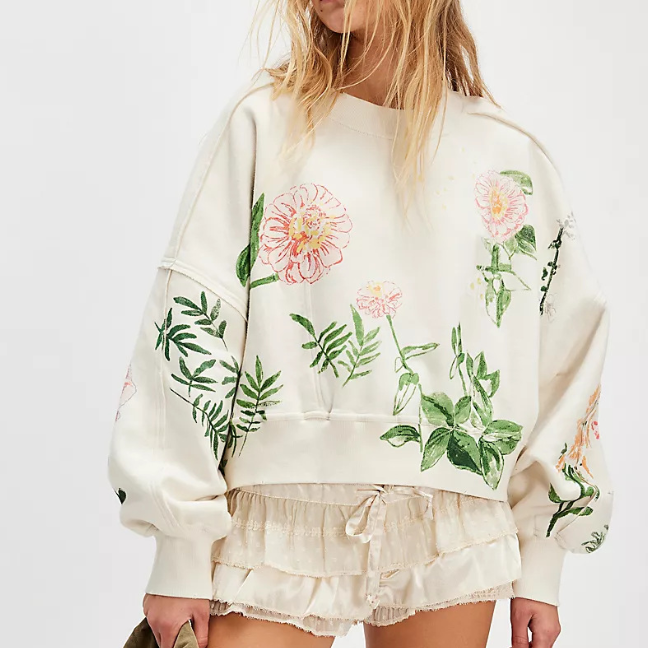 Printing Loose Casual Pullover Sweater