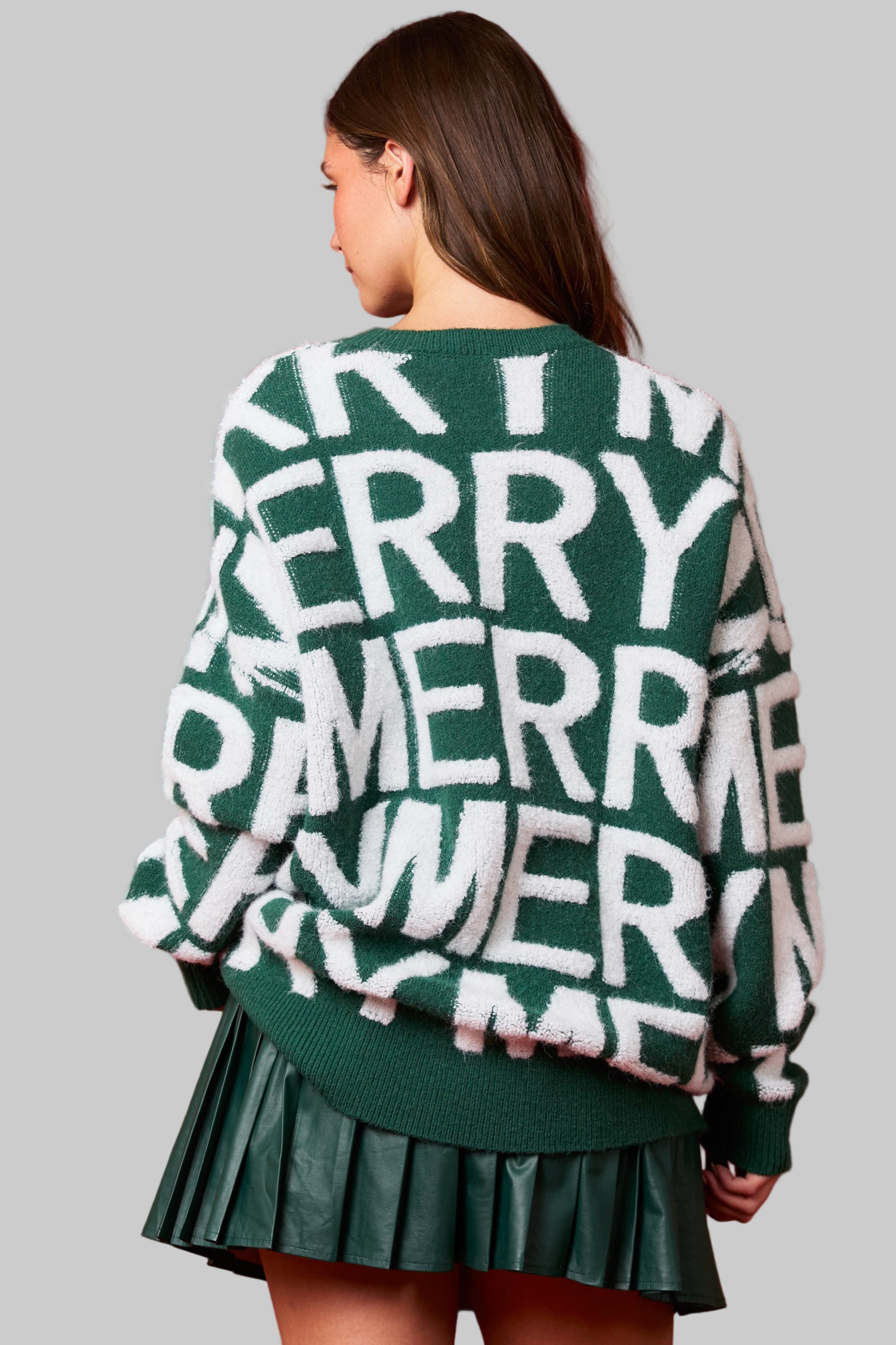 Christmas Letter Graphic Loose Pullover Sweatshirt