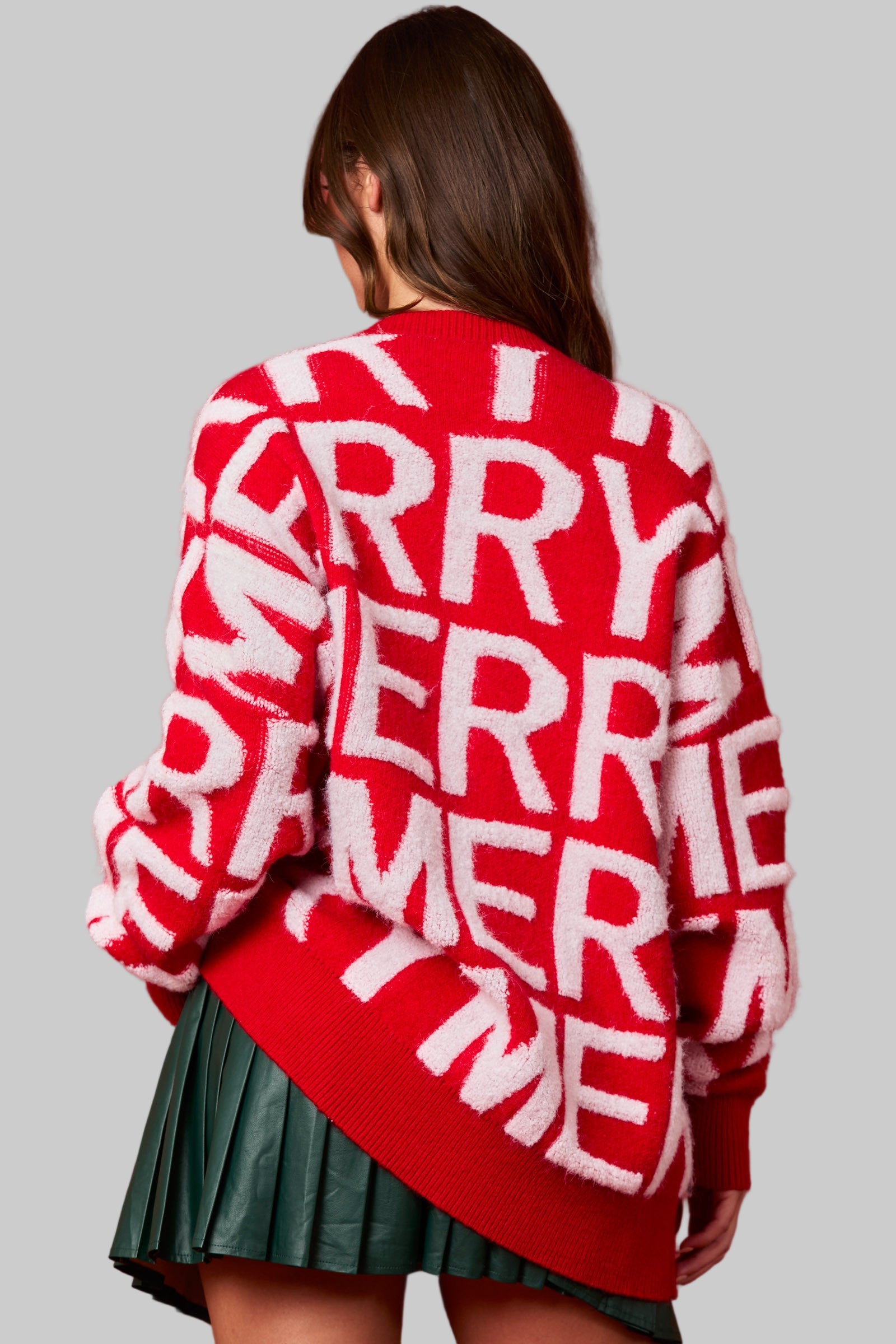 Christmas Letter Graphic Loose Pullover Sweatshirt
