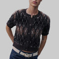 Diamond Pattern Short Sleeve Knitted Cardigan