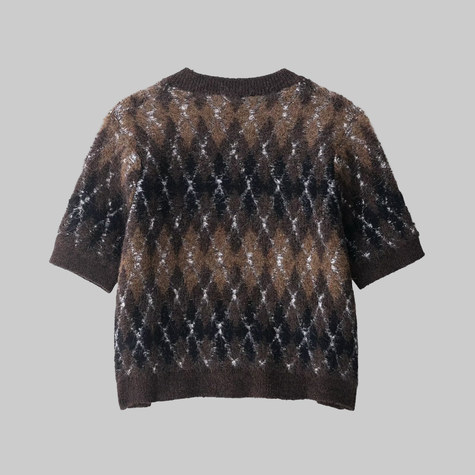 Diamond Pattern Short Sleeve Knitted Cardigan
