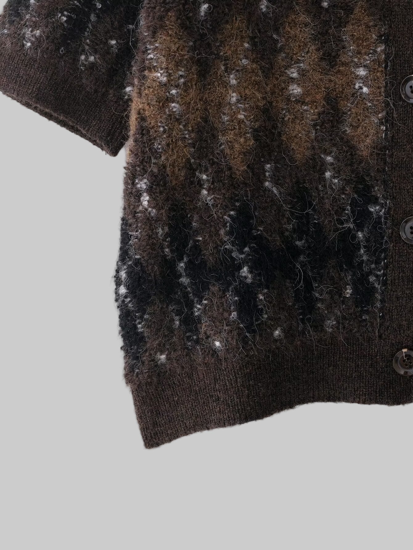 Diamond Pattern Short Sleeve Knitted Cardigan