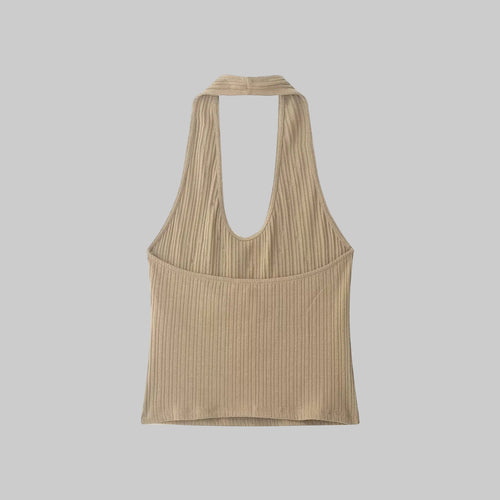 Sequince Button Rib Halter Top