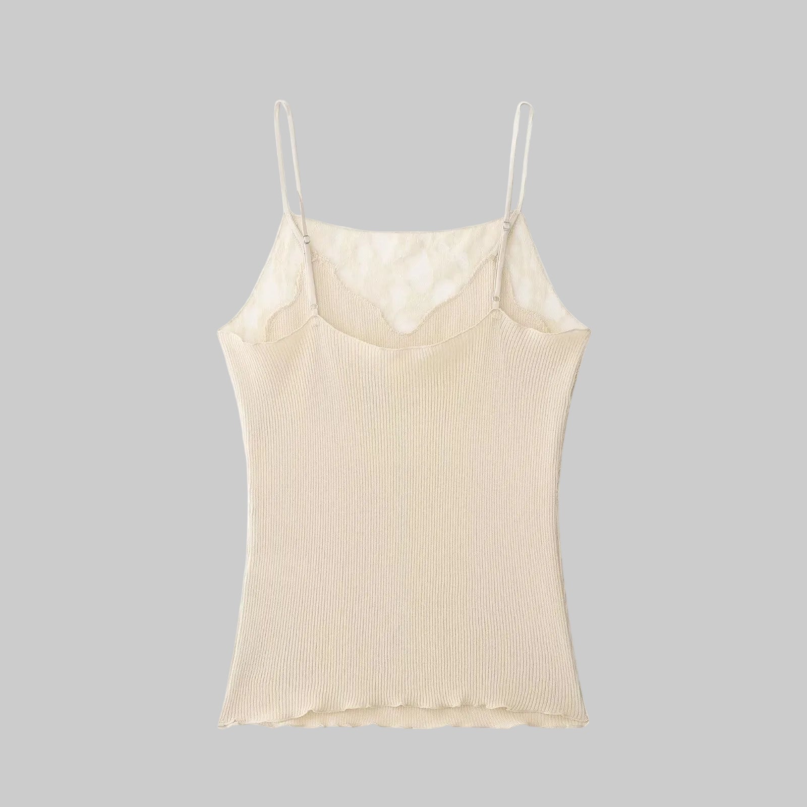 Straight Collar Lace Splicing Sling Top