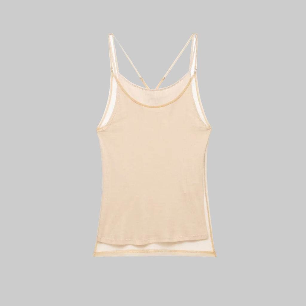 Beige tank top on a white background