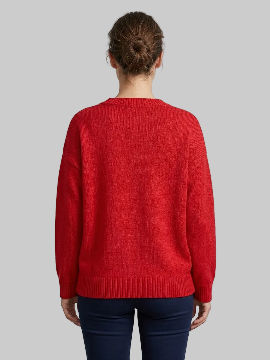 XOXO Letter Graphic Embroidery Pullover Long Sleeve Knitwear Loose Sweater