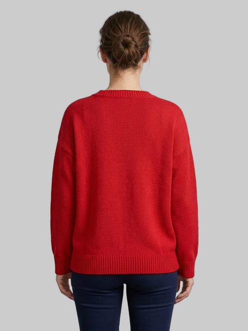 XOXO Letter Graphic Embroidery Pullover Long Sleeve Knitwear Loose Sweater