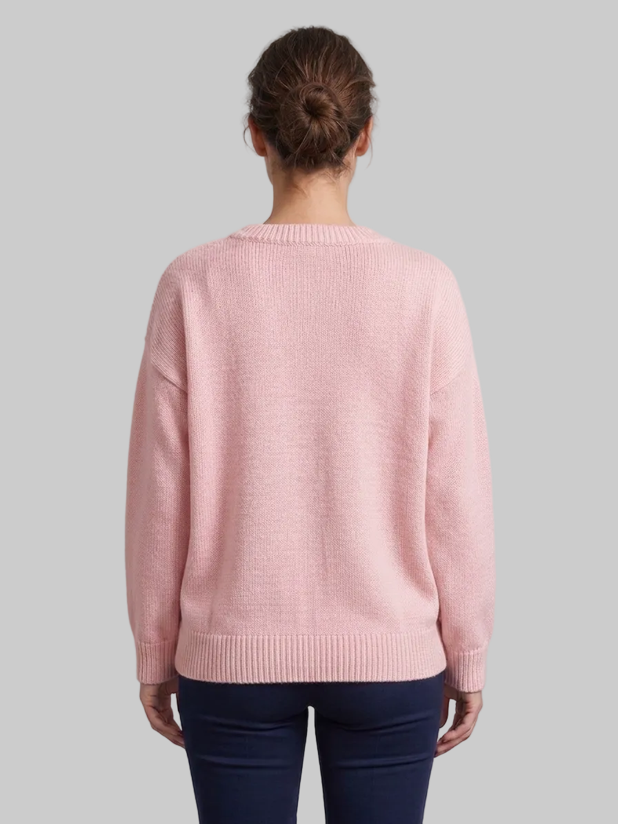 XOXO Letter Graphic Embroidery Pullover Long Sleeve Knitwear Loose Sweater