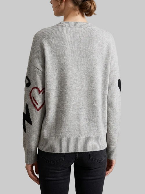 Knitted Long Sleeve Love Jacquard Sweater