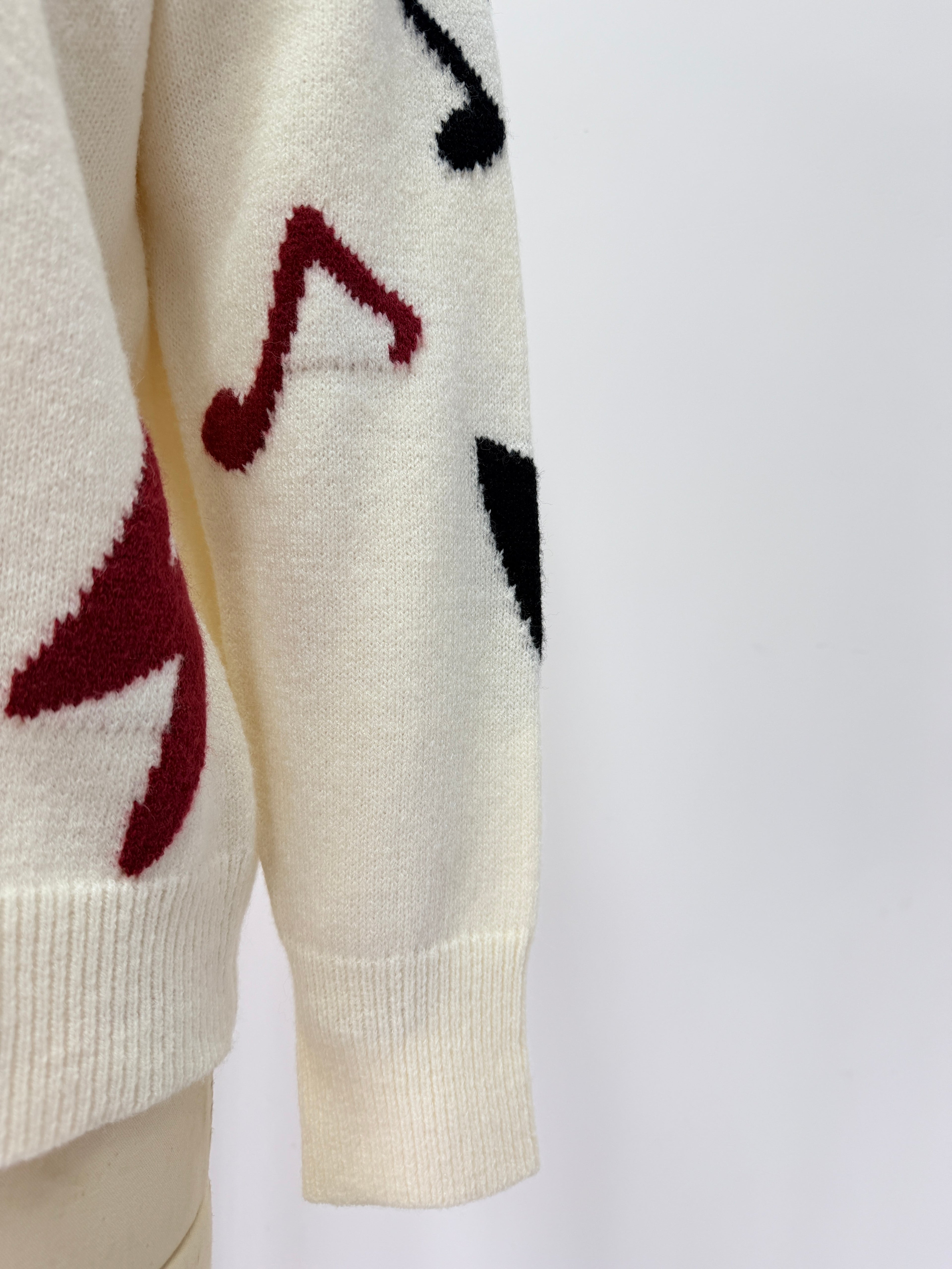 Knitted Long Sleeve Love Jacquard Sweater