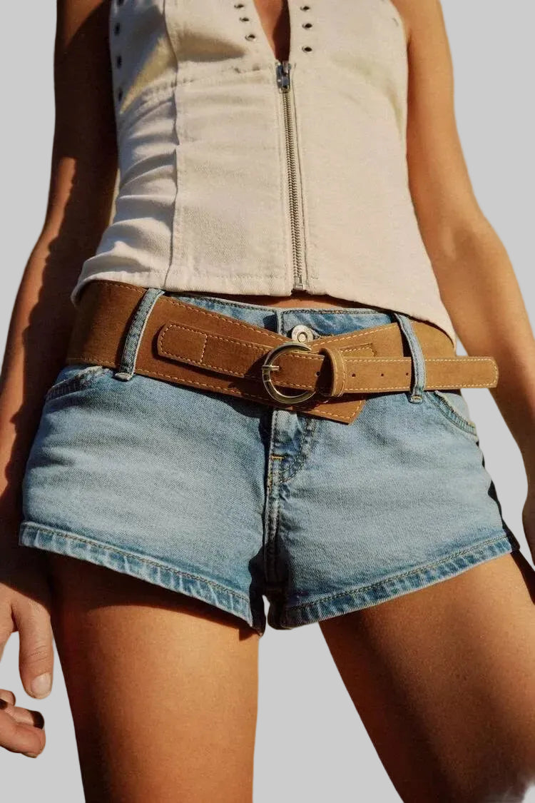 Sexy Belt Low Waist Denim Shorts