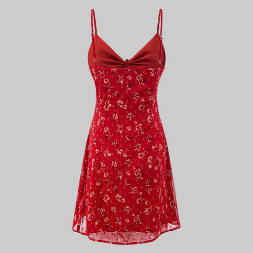 Red Print Strap Dress