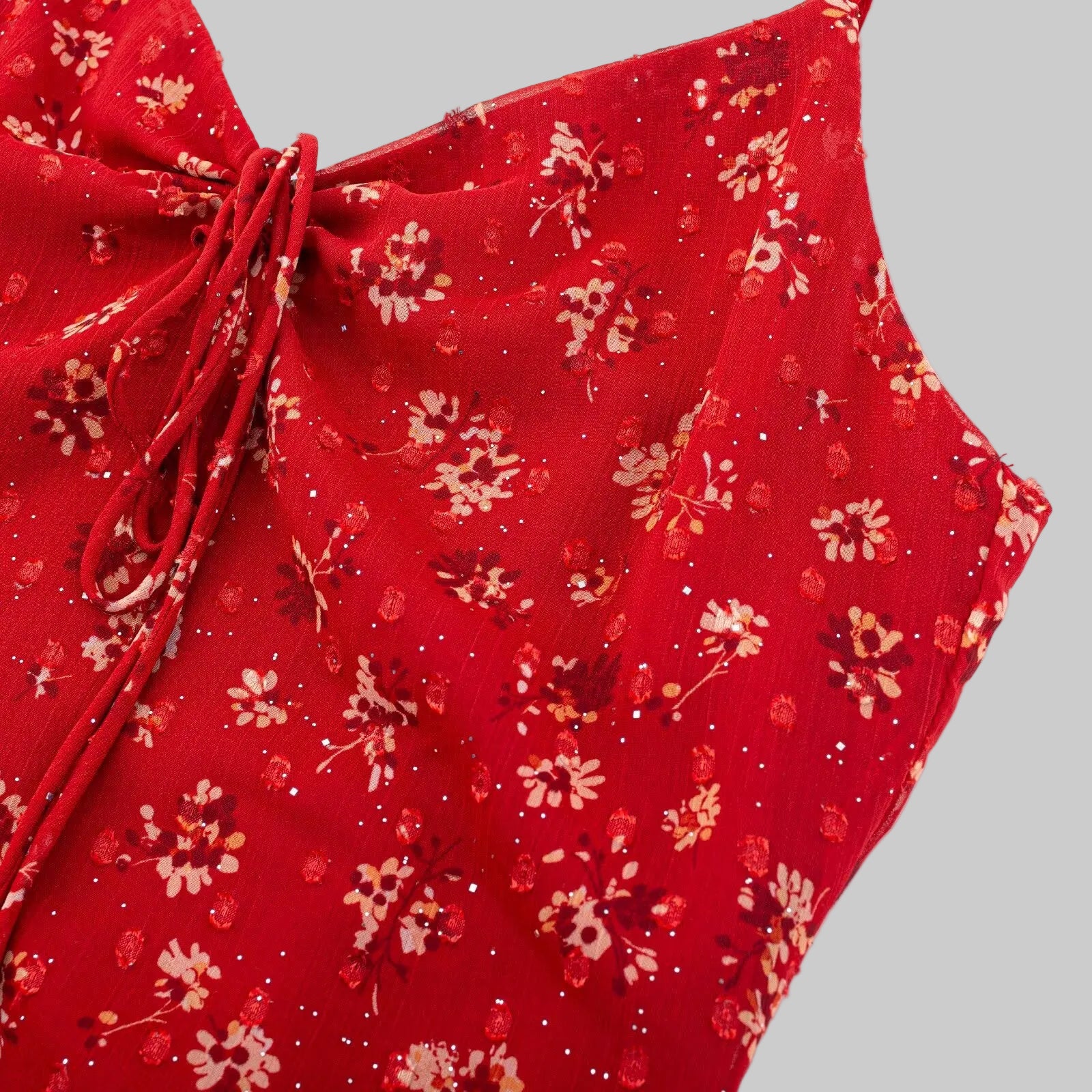 Red Print Strap Dress
