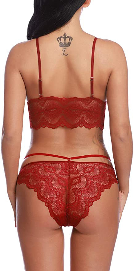 Widened Lace Edge Sexy Deep V-Plunge Thin Bottom Thick Push-up Bra Set