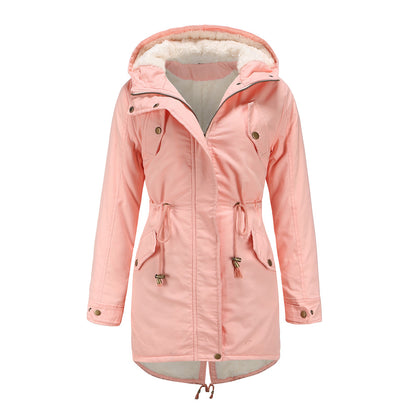 Cotton Padded Hooded Drawstring Cinched Coat