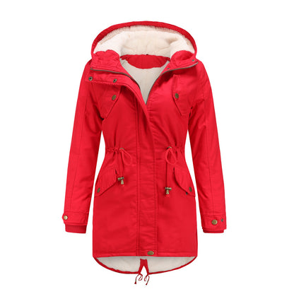 Cotton Padded Hooded Drawstring Cinched Coat