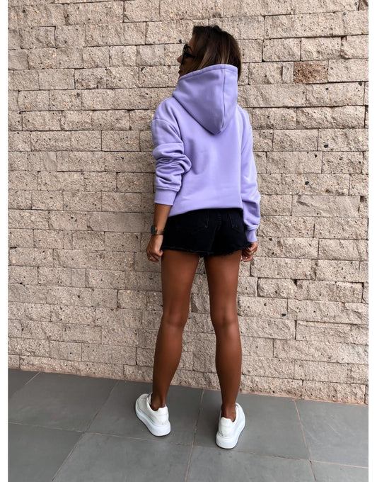 Solid Color Pullover Hooded Sweatshirt