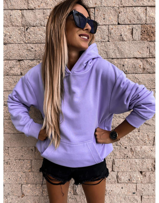 Solid Color Pullover Hooded Sweatshirt