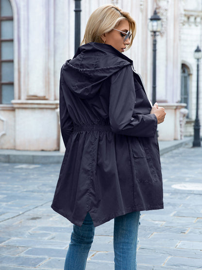 Outdoor Hoodie Cinched Raincoat Water Proof Zipper