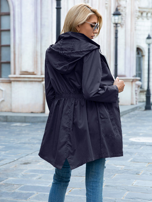 Outdoor Hoodie Cinched Raincoat Water Proof Zipper