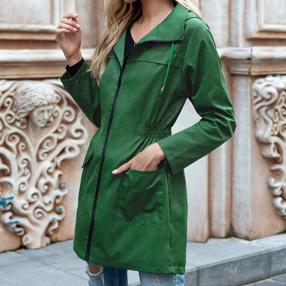 Outdoor Hoodie Cinched Raincoat Water Proof Zipper