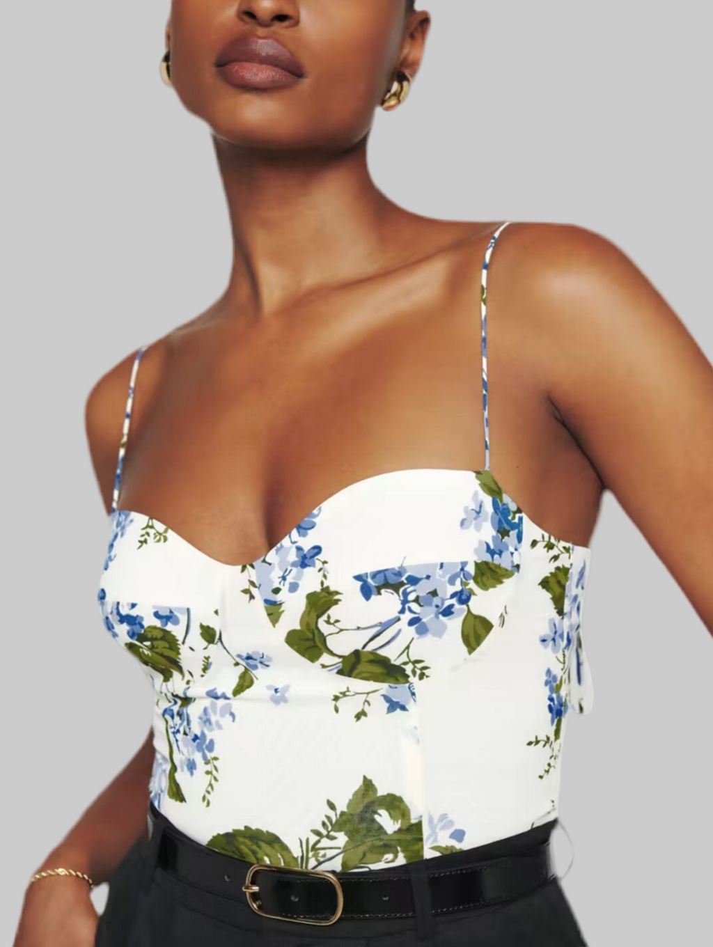 French Vintage Floral Slim Fit Top
