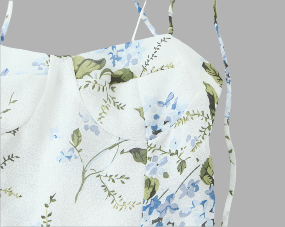 French Vintage Floral Slim Fit Top