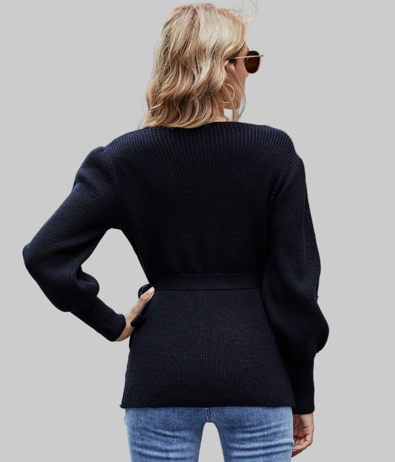 Lace-up V-neck Knitted Cardigan