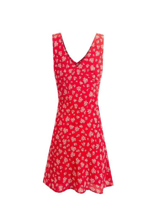 Deep V Plunge Neck Cross Lace up Sleeveless Dress